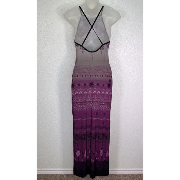 Vintage Y2K Dress Womens Medium Ombre Maxi Halter Whimsigoth 90s Prom Bodycon - Picture 2 of 14